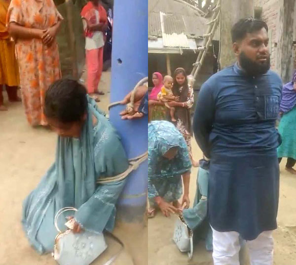 উজিরপুরে খুটিতে বেঁধে পরকীয়া প্রেমিক যুগলকে নির্যাতন!