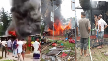 নেছারাবাদে অগ্নিকান্ডে ৪টি দোকান ভষ্মিভূত