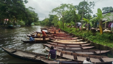 নেছারাবাদে জমে উঠেছে শতবর্ষের নয়নাভিরাম নৌকার হাট