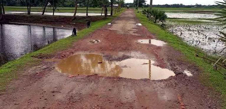 খানা-খন্দে একাকার কলাপাড়ার তুলাতলী পক্ষিয়াপাড়া সড়ক