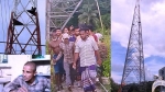 নেছারাবাদে বিদ্যুতের টাওয়ারে যুবক!