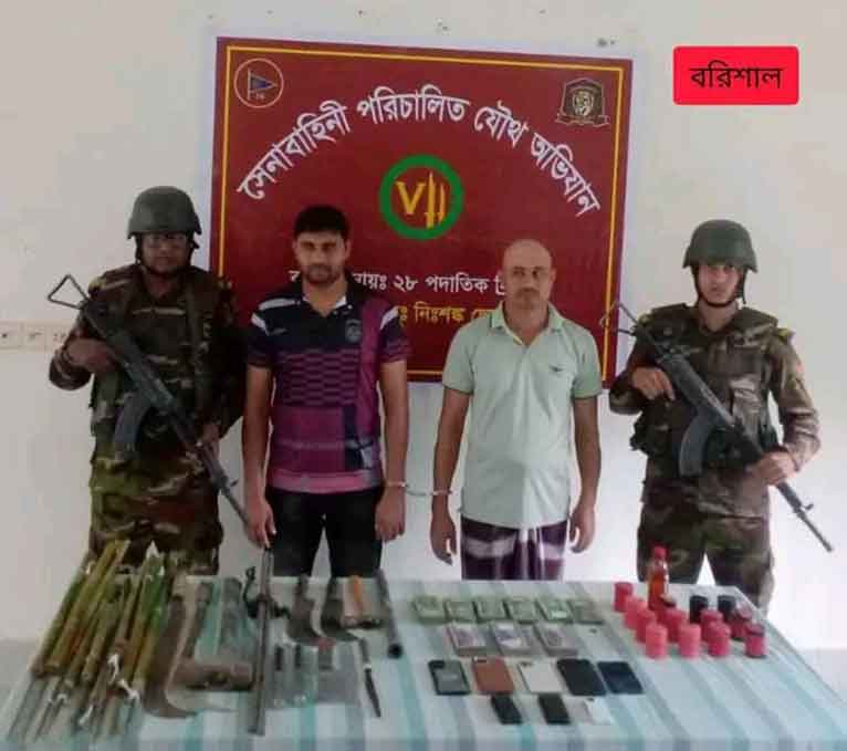 মুলাদীতে ককটেল ও দেশীয় অস্ত্রসহ দুই সহোদর গ্রেফতার