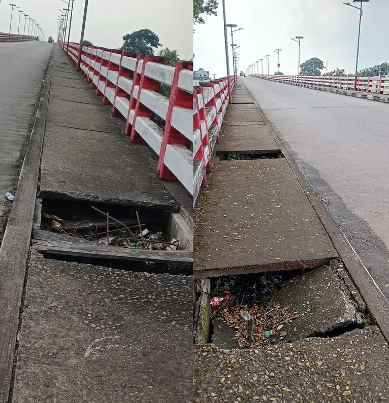 কলাপাড়ায় আন্ধারমানিক সেতুর ফুটপাত ভেঙে পরিণত হয়েছে মৃত্যুফাঁদে।
