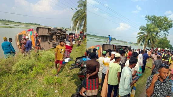 রামপালে যাত্রীবাহী বাস খাদে, নিহত ২