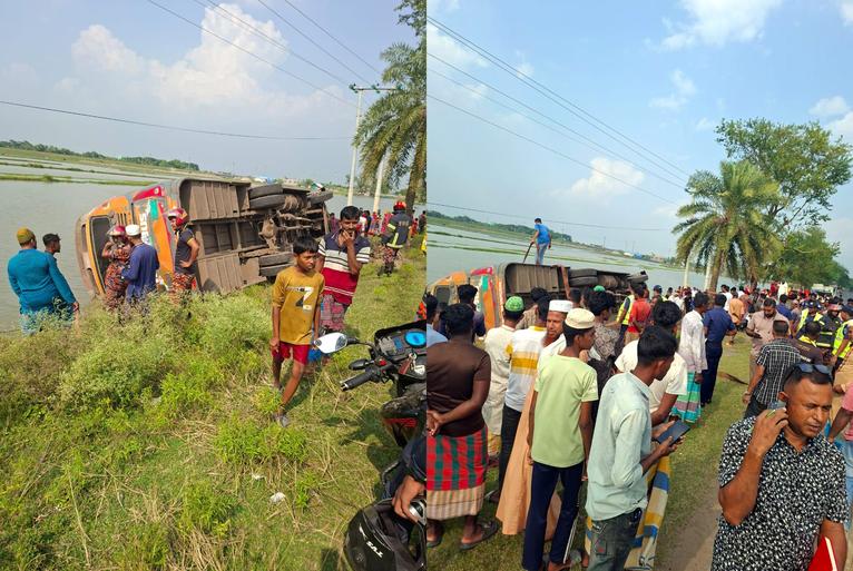 রামপালে যাত্রীবাহী বাস খাদে, নিহত ২