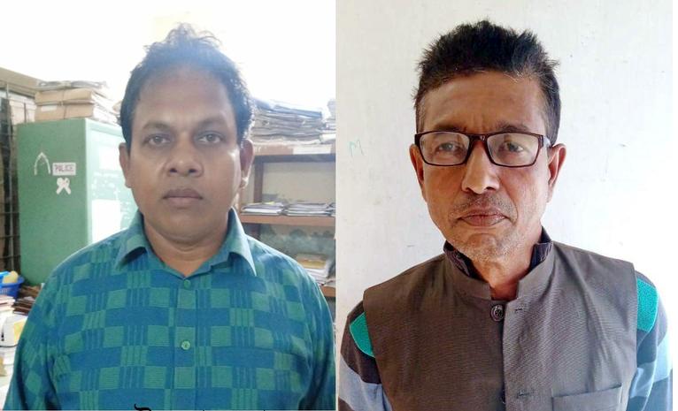 গ্রেফতারকৃত ফকরুল ইসলাম মামুন ও মনোতোষ বিশ্বাস। ছবি- সংগৃহীত