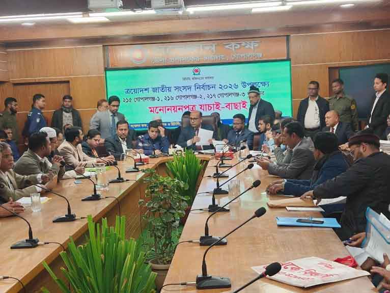 গোপালগঞ্জে ৩ আসনে ১৩ প্রার্থীর মনোনয়ন বাতিল