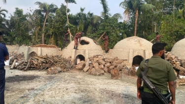 চরফ্যাশনে গাছ পুড়িয়ে নকল কয়লা তৈরির চুল্লি গুঁড়িয়ে দিল প্রশাসন