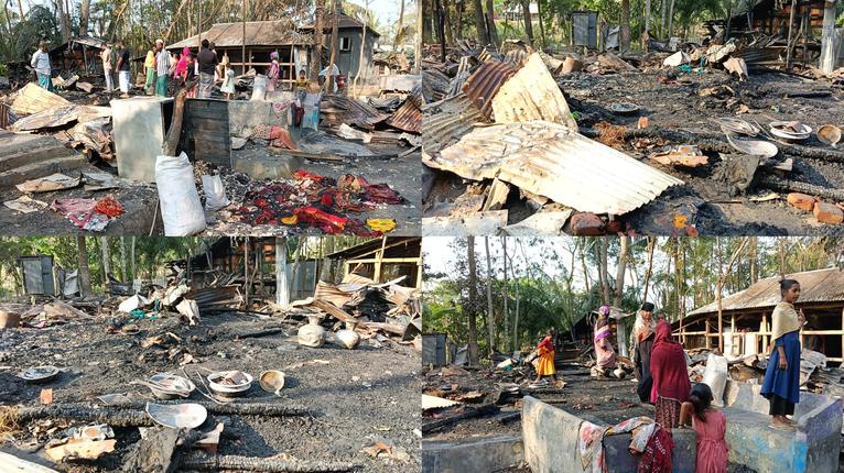 কলাপাড়ায় ভয়াবহ অগ্নিকাণ্ডে দুটি বসতবাড়ি পুড়ে ছাই