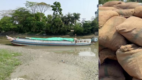 <small>তদন্তে মাঠে নেমেছে পুলিশ </small> বাউফলে বিপুল পরিমাণে সন্দেহজনক পণ্যের বস্তা জব্দ