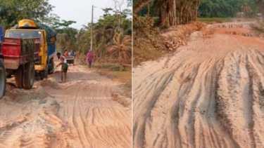 তালতলীতে সড়ক সংস্কারে ধীরগতি, ভোগান্তিতে জনসাধারণ