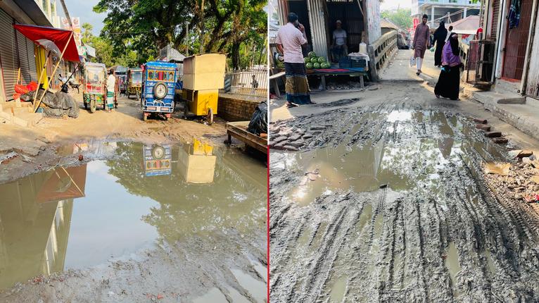 মেহেন্দিগঞ্জ পৌরসভার প্রধান সড়কগুলো কর্দমাক্ত, জনদুর্ভোগ চরমে