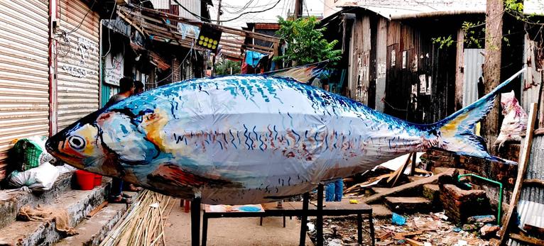 কলাপাড়ায় ১৪ ফুট ইলিশ নিয়ে বর্ণাঢ্য বৈশাখী শোভাযাত্রার প্রস্তুতি