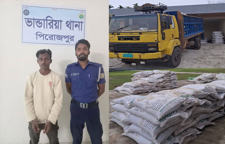ভাণ্ডারিয়ায় ৩৮০ বস্তা সারসহ ট্রাক জব্দ, চালক আটক