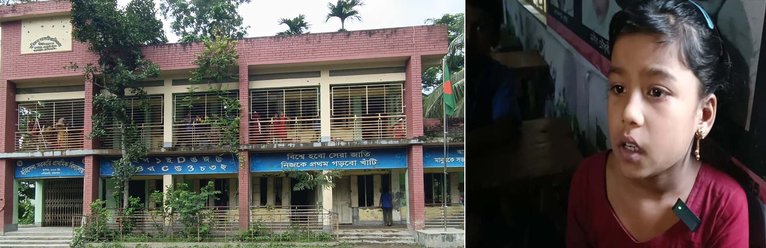 গৌরনদীর হরিসেনা সরকারি প্রাথমিক বিদ্যালয়ে টিফিনের রুটিতে ধারালো ব্লেড পাওয়া প্রথম শ্রেণীর ছাত্রী আলোমতাজ।