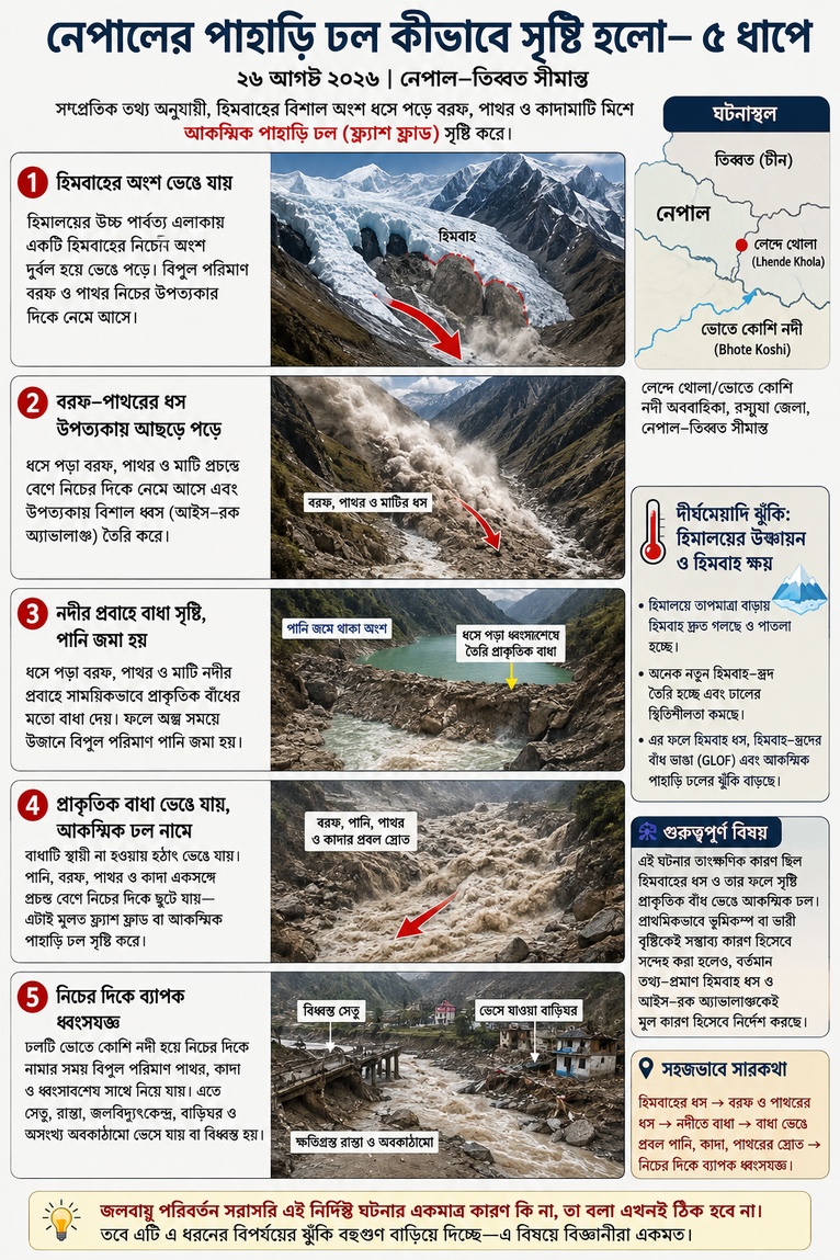 নেপালে পাহাড়ি ঢলের শুরু যেভাবে, শেষ হলো ভয়াবহ ধ্বংসযজ্ঞে