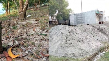 কলাপাড়ার গঙ্গামতিতে বেড়িবাঁধের ঢালে গাছ কেটে স্থাপনা নির্মাণ