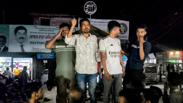 বামনায় ছাত্রলীগের মিছিলের প্রতিবাদে বিএনপির বিক্ষোভ